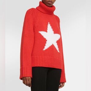 Goldbergh Apres Beauty Sweater Flame Red White Turtleneck Small Star Sweater